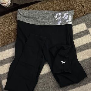 PINK Victoria's Secret Black and Gray Leggings with Elastic Waistband